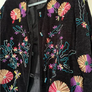Julia Kim Floral Fully Embroidered Beautiful Blazer Jacket Vintage 90s thumbnail 3