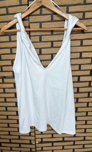 Zara white twist shoulder tank top size medium thumbnail 1