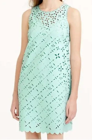 J. Crew Mint Green Laser Cut Shift‎ Mini Dress 2 thumbnail 1