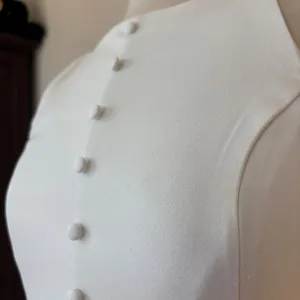 ZARA Solid White Drop Waist Sleeveless Button Front Dress thumbnail 6