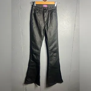 EDIKTED Luna Faux Leather Flare Leg Black Pants in size Medium. thumbnail 2