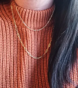 paper Clip Chain Necklace Set Of 2 thumbnail 1