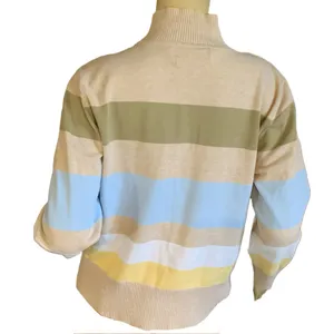 Tommy Hilfiger Cotton Blend Blue, Beige Pastel Stripes Sweater Y2k (M) thumbnail 5