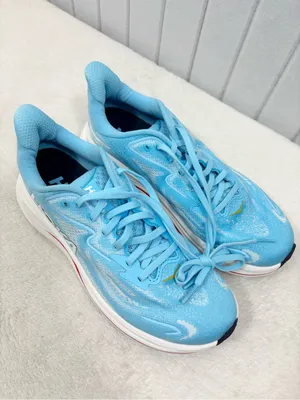 Hoka Women's Clifton 10 Women's Athletic Shoes in Light Blue with White Midsole thumbnail 3