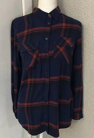 BDG Urban Outfitters Navy Plaid Button Down M Cabincore Fisherman Western Rodeo thumbnail 1