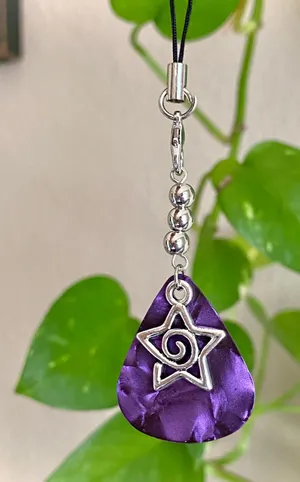 Handmade y2k goth style star swirl guitar pick phone strap/bag charm/keychain/display🌟💜 thumbnail 2