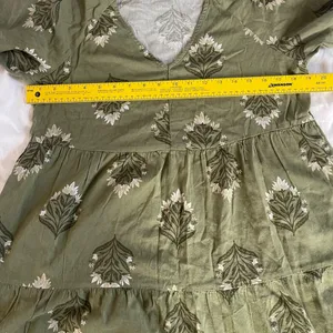 Old Navy Green and white midi dress #tiered #cottagecore size M thumbnail 7