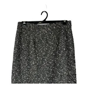 Nanette Lepore‎ Skirt Women 12 Brown Black Tweed Velvet Trim Pencil Straight thumbnail 4