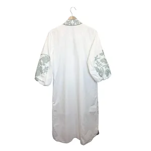 Tuckernuck Hyacinth House Arem Embroidered Caftan Small Front Zip White Green thumbnail 5