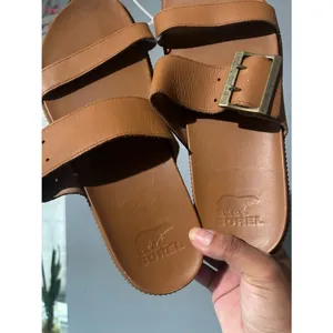 Sorel Ella II Buckle Slide Sandals | Cognac Brown | Size 11 thumbnail 3