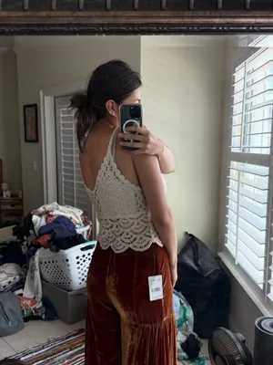 Anthropologie Blue Tassel Crochet Top thumbnail 2