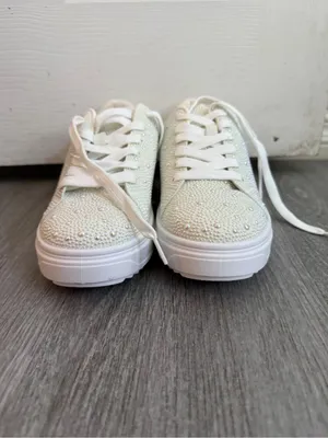 Madden Girl Jeena White Rhinestone Sneakers Size 7.5 NWOT thumbnail 3