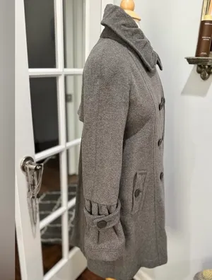 Vintage Via Spiga Gray Double Breasted Wool Pea Coat thumbnail 3