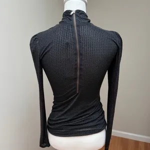 Generation Love Studded Mock Neck Long Sleeve Fitted Top Party Womens XS NEW thumbnail 5