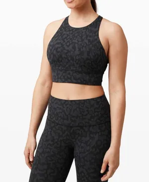 Lululemon Energy Bra High Neck Long Line *Medium Support B-D size 4 camo print thumbnail 1