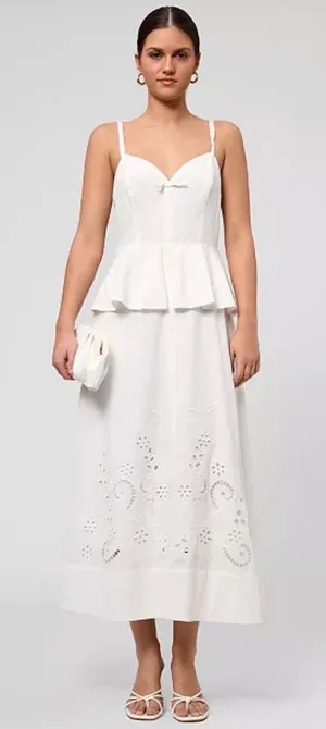 Rachel Roy White Peplum V-neck Maxi Dress thumbnail 1