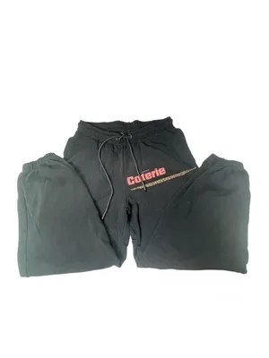 COLLUSION Unisex Lounge cotton set pants & sweat shirt hoodie black with graphic thumbnail 9