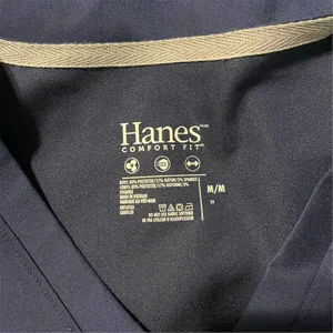 Hanes Premium Scrubs Women's V-Neck Scrub Top Navy Blue 3 Pocket Size M NWT thumbnail 3