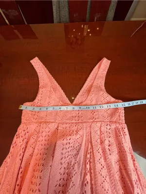 Maison Amory Maternity Sleeveless Eyelet Maxi Dress Pink Cotton Crocheted Sz S thumbnail 9