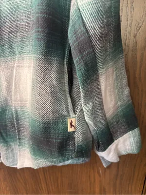 Hollister green and white plaid flannel boyfriend fit button shirt thumbnail 2