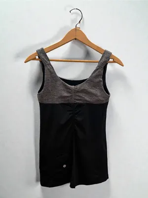 Lululemon Athletica Ruched Tank Top Black Grey Size 4‎ thumbnail 2