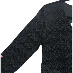 NWT Talbots Womens Velvet Jacquard Damask V-Neck Sheath Dress Black Size Large thumbnail 14