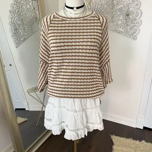 Source Unknown New Tan Brown Soft Knit 3/4 Sleeve Sweater Top M thumbnail 3