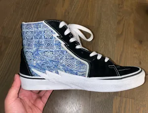 Vans Sk8 Hi Bolt Blue Tile Print High Top Sneakers Mens 9 Womens 10.5 thumbnail 3