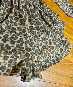 Express Leopard Print Romper | S | Tiered Ruffle Skirt thumbnail 4