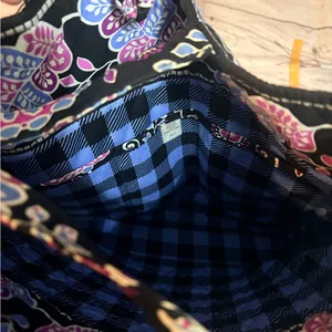 Vera Bradley Vera Tote in a black floral pattern. thumbnail 6