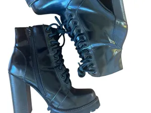 Jeffrey Campbell Legion Black Lace-Up Chunky Heel Ankle Boots - Women thumbnail 6