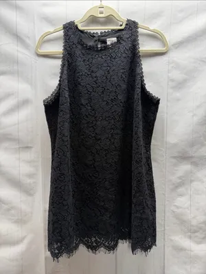 Cabi Display Black Floral Lace Sleeveless Tank Top Style 3605 Medium thumbnail 4