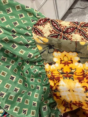 Karma Highway Green Floral‎ Patchwork Maxi Dress with Smocked Bodice tie neck OS thumbnail 8