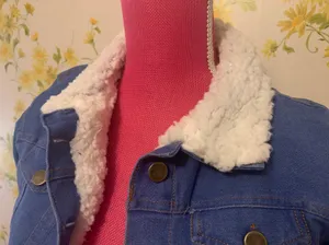 Sherpa Lined Denim Jacket Size S Blue thumbnail 5