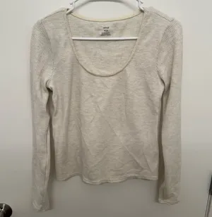 Aerie Cream Waffle Texture Long Sleeve Top thumbnail 1