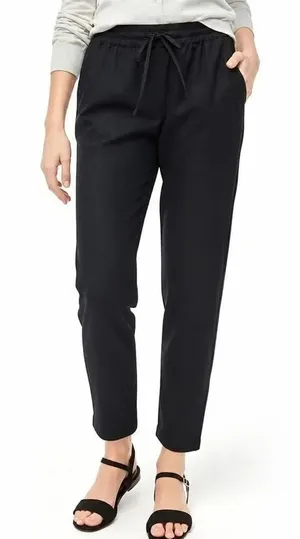 J. Crew Midrise Drawstring Linen Blend Black Rolled Hem Pants Size 4 #718 thumbnail 1