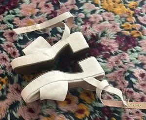 Anthropologie Cream Leather Heeled Sandals thumbnail 1