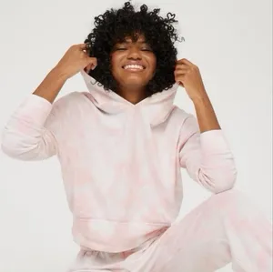 OFFLINE by Aerie OTT Cropped Tie Dye Hoodie Pink Fleece Pullover Small thumbnail 1