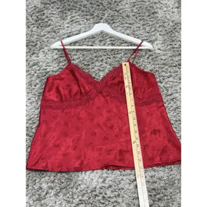Jaclyn Smith Womens Red Heart Satin Camisole Top Lace Trim Sleepwear Tank Cami M thumbnail 9