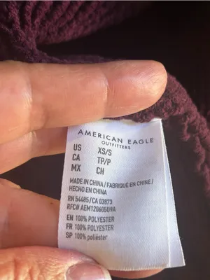 American Eagle Outfitters Maroon Plum Open Front Chunky Knit Cardigan Sweater X thumbnail 5
