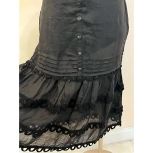 Stevie May Black Cotton Tiered Midi Skirt Crochet S NEW thumbnail 3