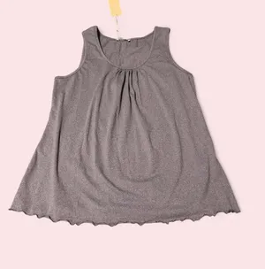 Sleeveless Gathered Grey Tank Top thumbnail 1
