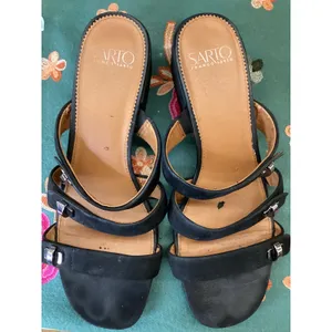 Sarto Franco Sarto‎ Arabesque Sandals 9M Black Leather Block Heel thumbnail 4