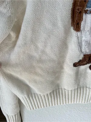 Ralph Lauren Polo Bear Cotton Crewneck Sweater in Parchment Cream thumbnail 5