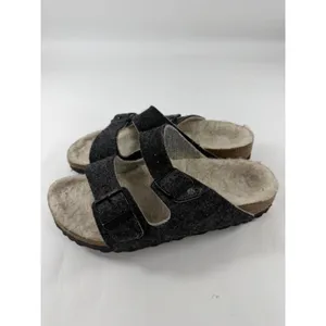 Birkenstock Arizona Shearling Anthracite Wool Felt Sandals 36 L5 Narrow Black thumbnail 3