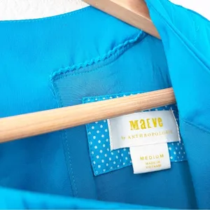 Anthropologie Maeve Blue Pleated Drop Waist Tunic Boho Babydoll Mini Dress thumbnail 3