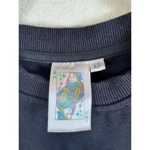 Queen of Sparkles‎ Black Sweatshirt Womens XS Rainbow Grommet Cropped Raw Hem thumbnail 2