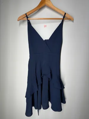 NEW Showpo Feels Like Love Dress Navy Ruffle Mini‎ Cocktail Wedding Guest Party thumbnail 2