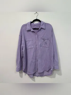 Aerie Purple Oversized Button Down Shirt M thumbnail 2