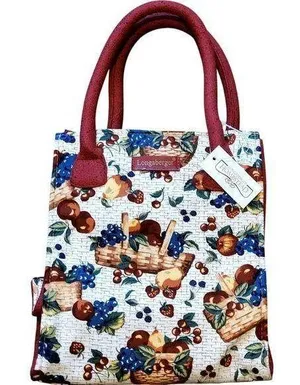 New Longaberger Homestead Collection Fruit Handbag Purse Tote Bag Small thumbnail 1